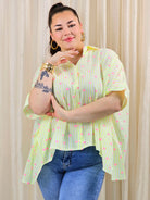 Koszula plus size oversize w paski – kolorowa koszula damska XXL z printem Stylowa XL