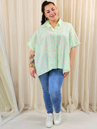 Koszula plus size oversize w paski – kolorowa koszula damska XXL z printem Stylowa XL