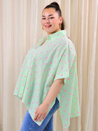 Koszula plus size oversize w paski – kolorowa koszula damska XXL z printem Stylowa XL