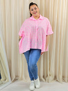 Koszula plus size oversize w paski – kolorowa koszula damska XXL z printem Stylowa XL
