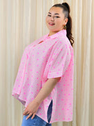 Koszula plus size oversize w paski – kolorowa koszula damska XXL z printem Stylowa XL