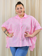 Koszula plus size oversize w paski – kolorowa koszula damska XXL z printem Stylowa XL