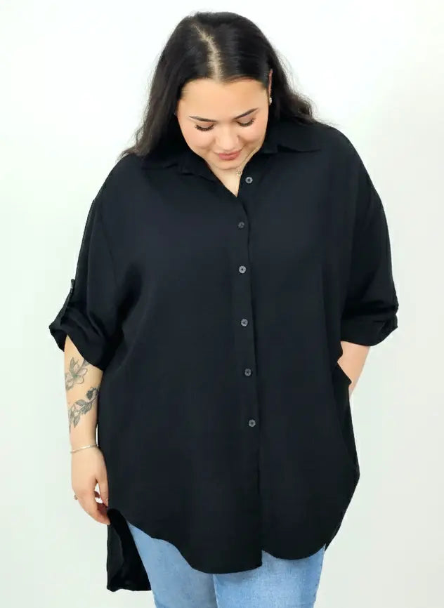 Koszula plus size oversize z wydłużonym tyłem – styl i komfort XXL Stylowa XL