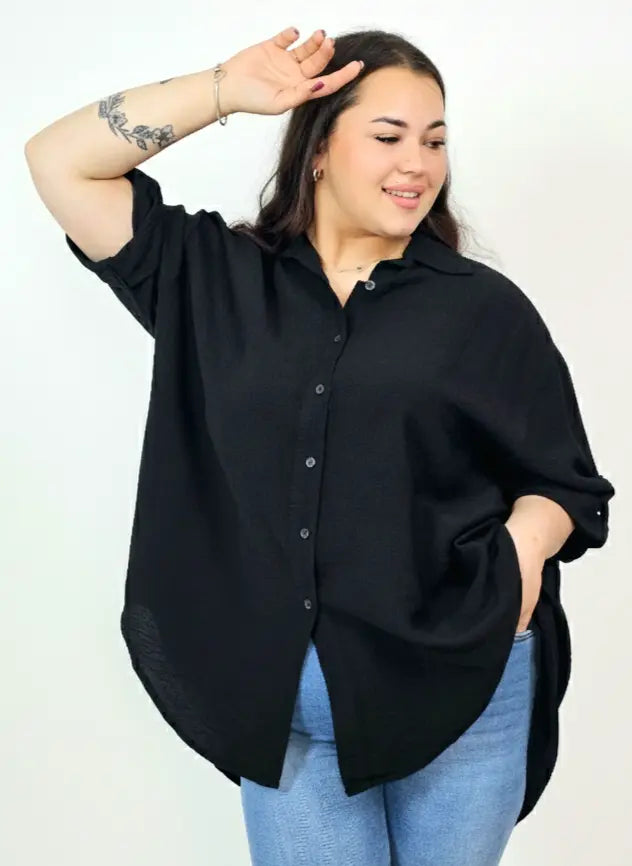 Koszula plus size oversize z wydłużonym tyłem – styl i komfort XXL Stylowa XL