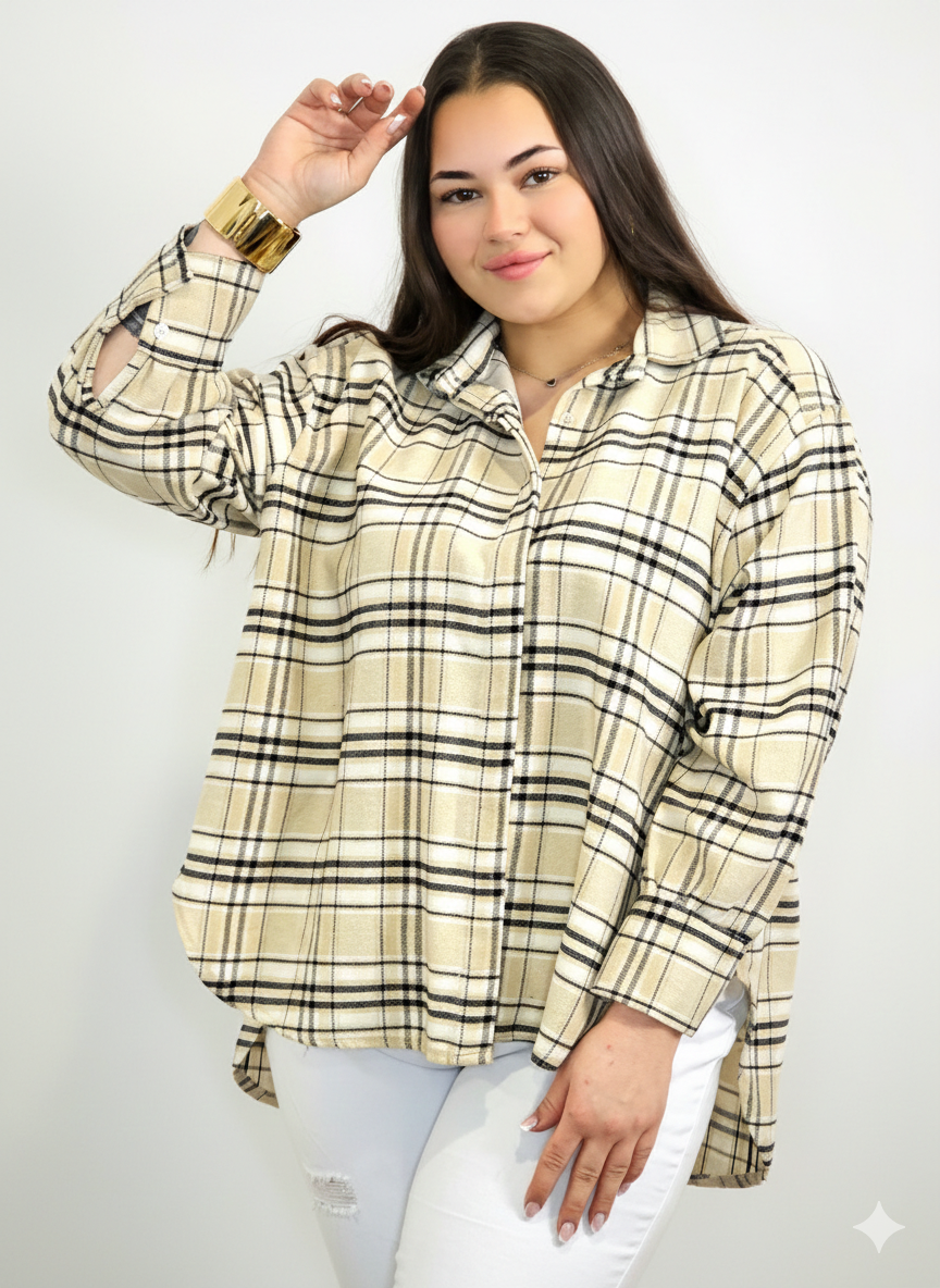 Koszula plus size w kratę – modna koszula damska XXL w stylu casual Stylowa XL