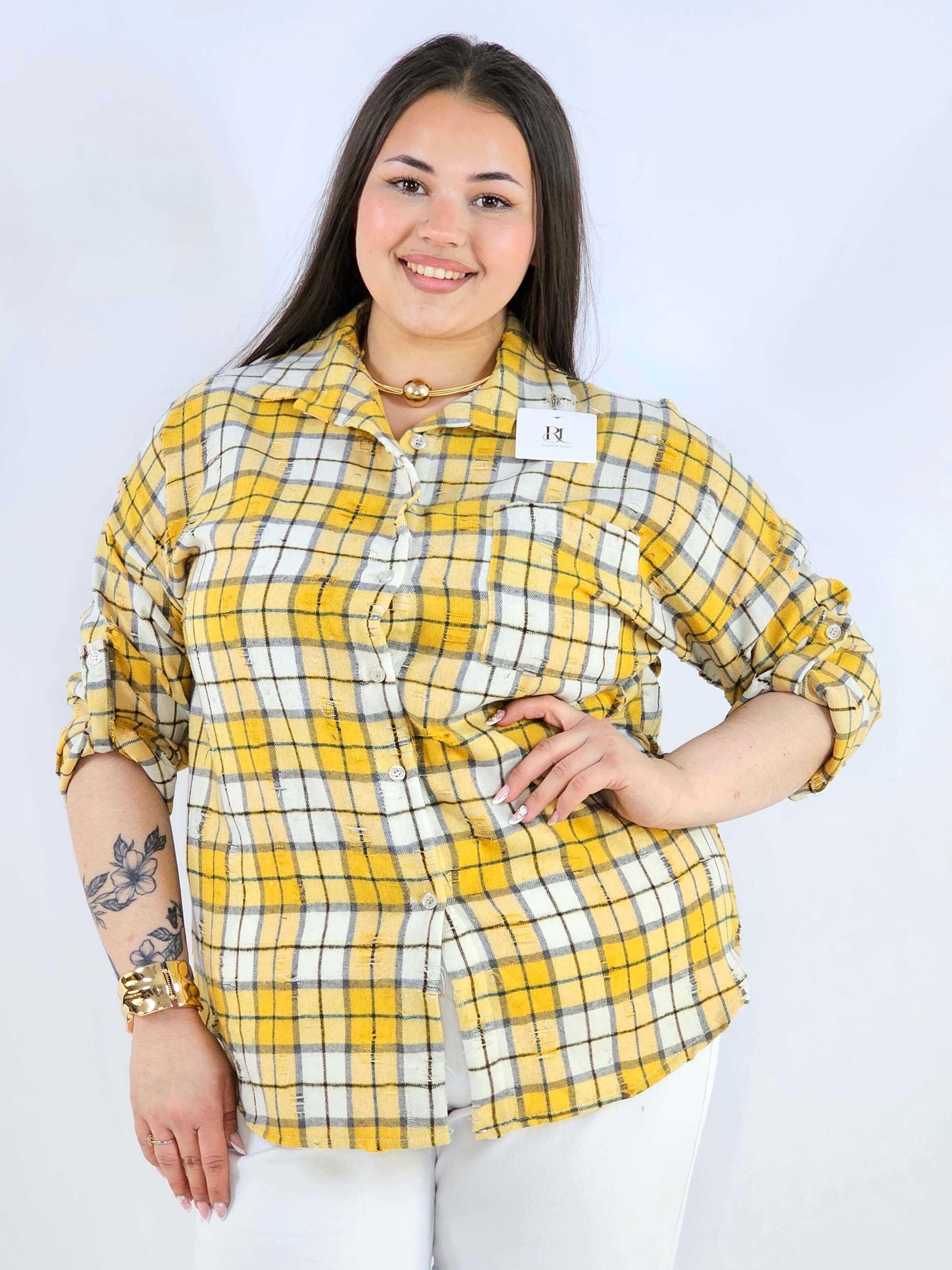 Koszula plus size w kratę oversize casual XXL Stylowa XL