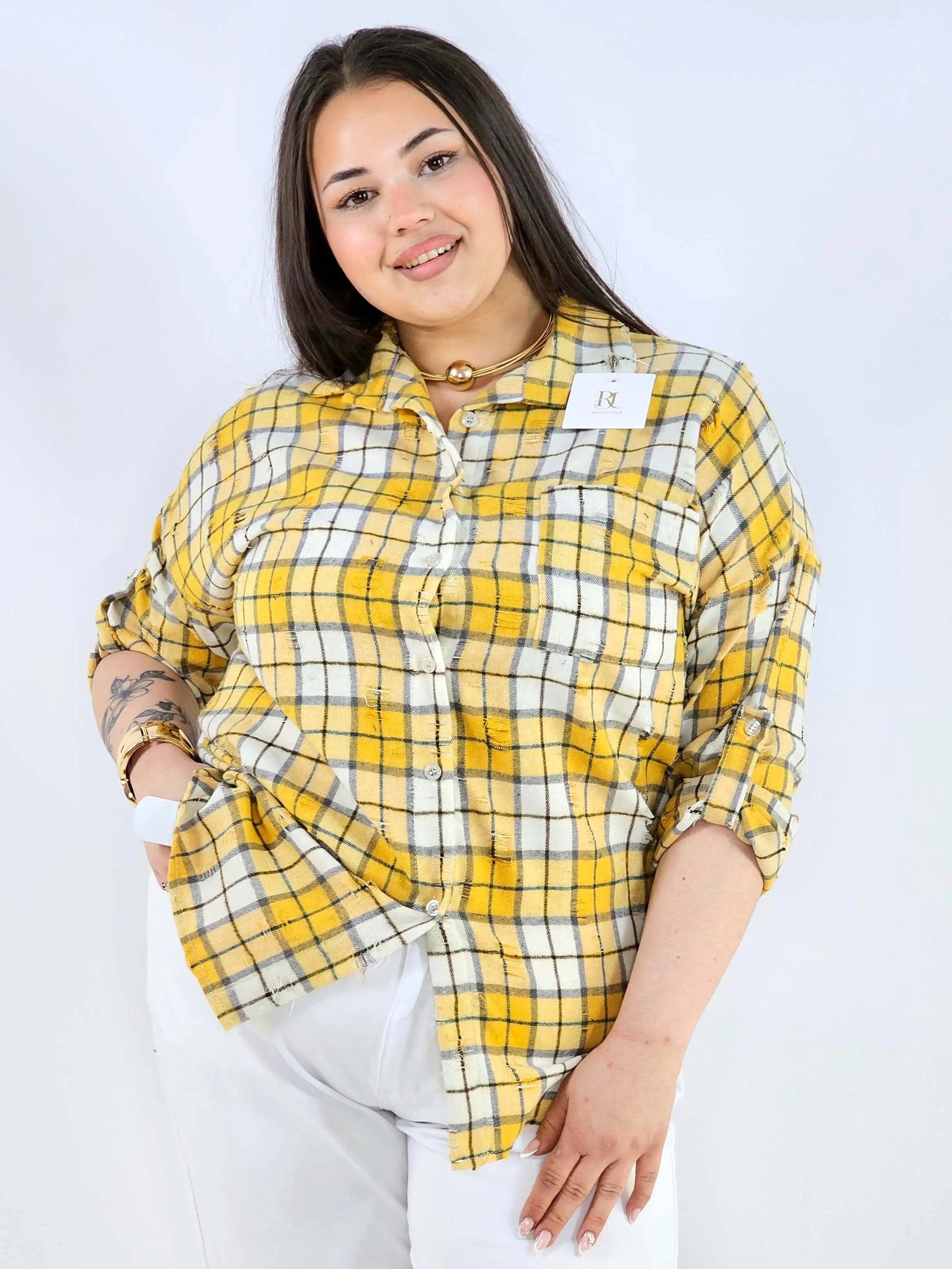 Koszula plus size w kratę oversize casual XXL Stylowa XL
