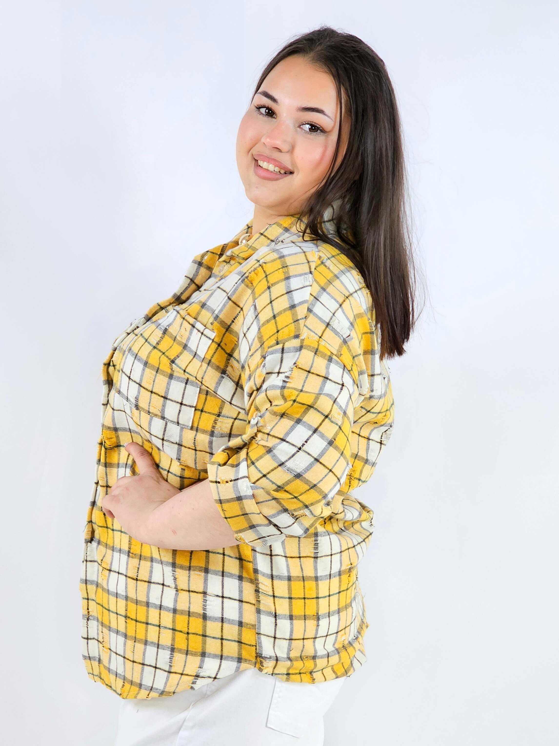 Koszula plus size w kratę oversize casual XXL Stylowa XL