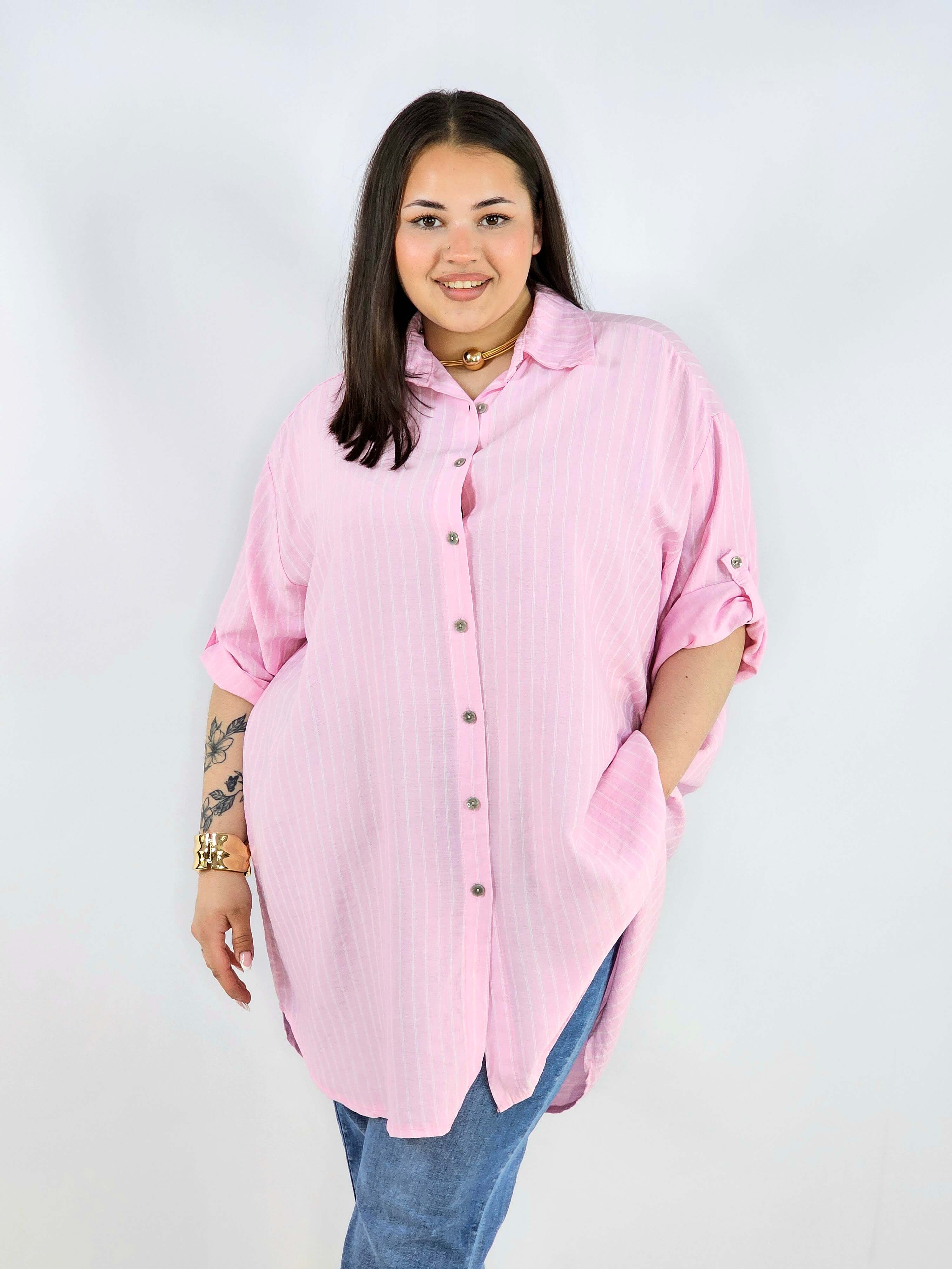 Koszula plus size w paski oversize lekka i przewiewna Stylowa XL