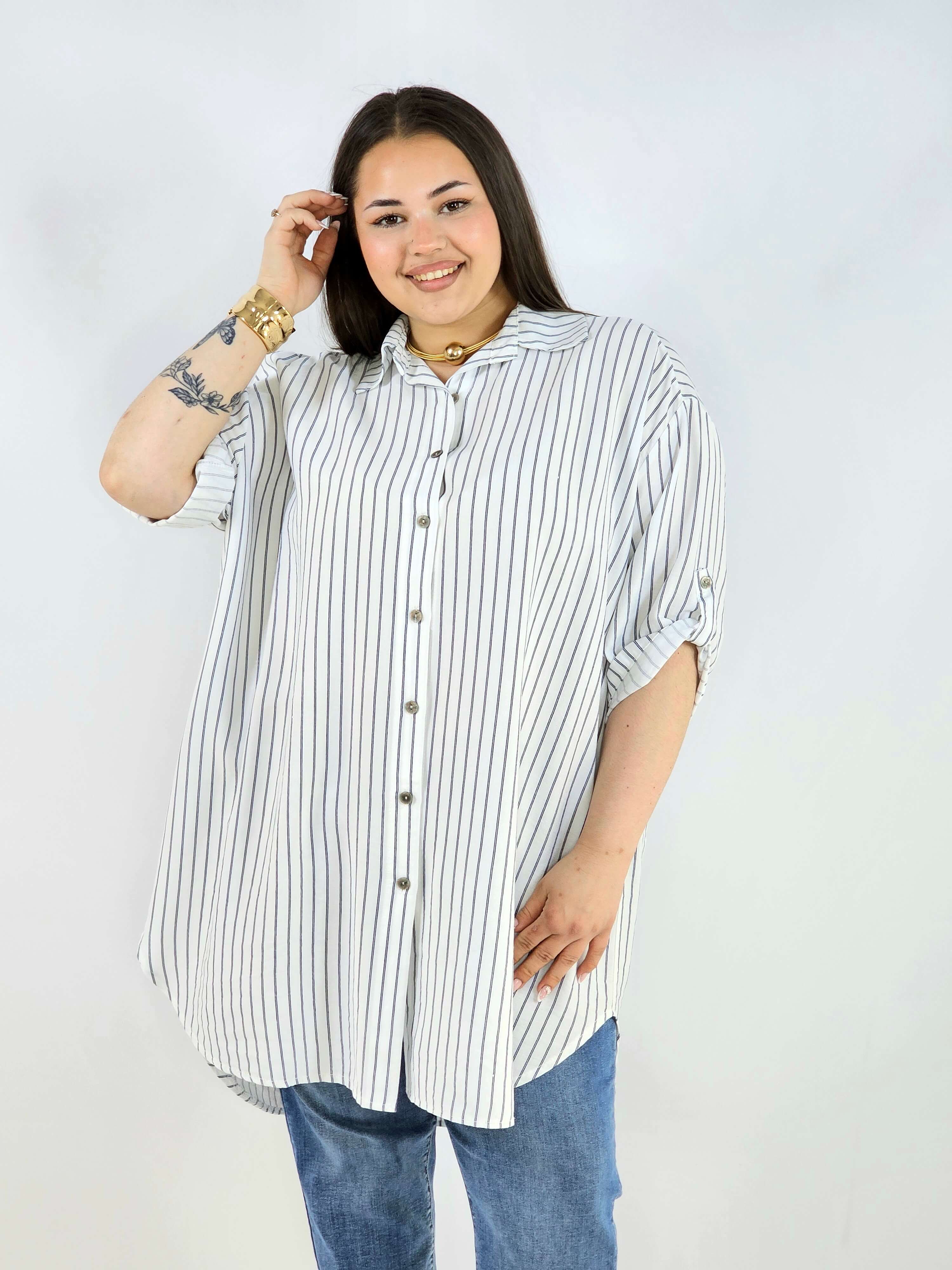 Koszula plus size w paski oversize lekka i przewiewna Stylowa XL