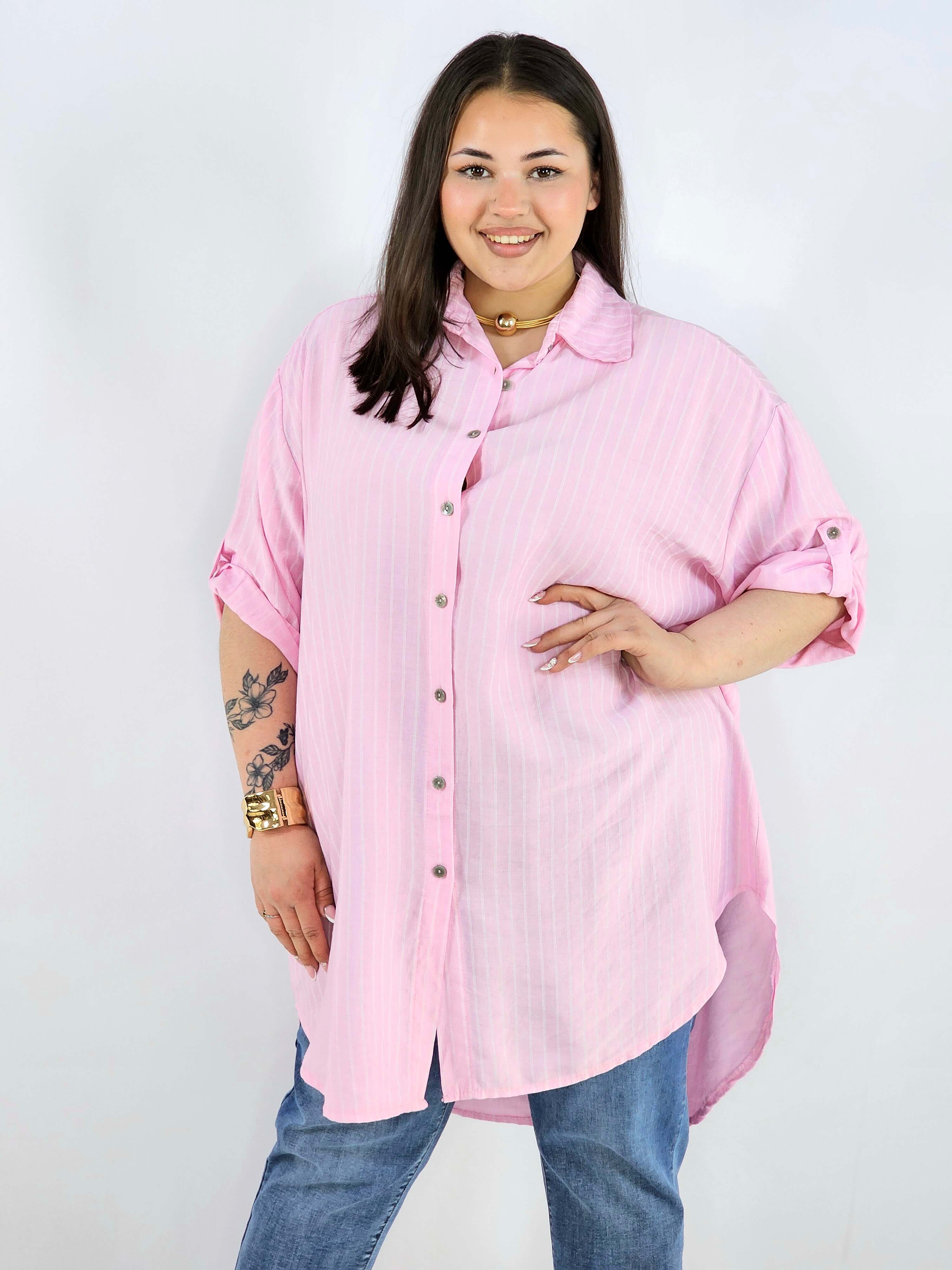 Koszula plus size w paski oversize lekka i przewiewna Stylowa XL