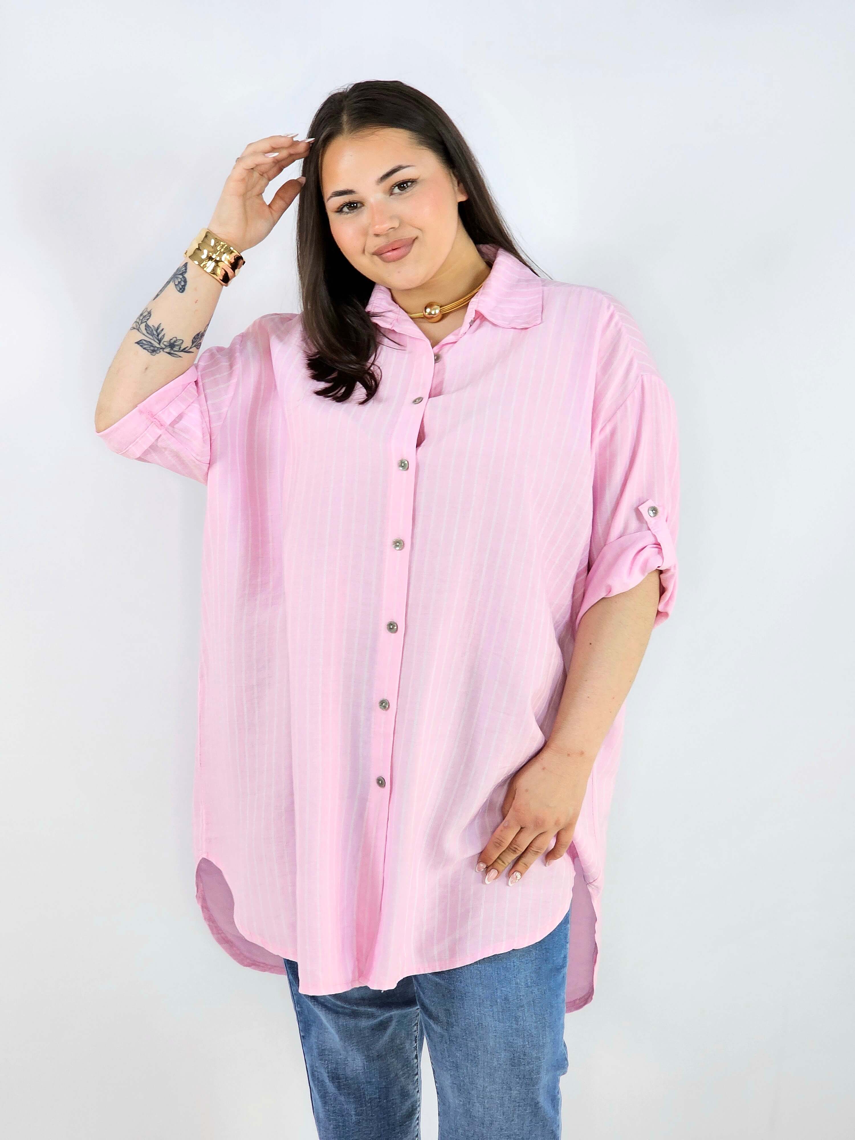 Koszula plus size w paski oversize lekka i przewiewna Stylowa XL