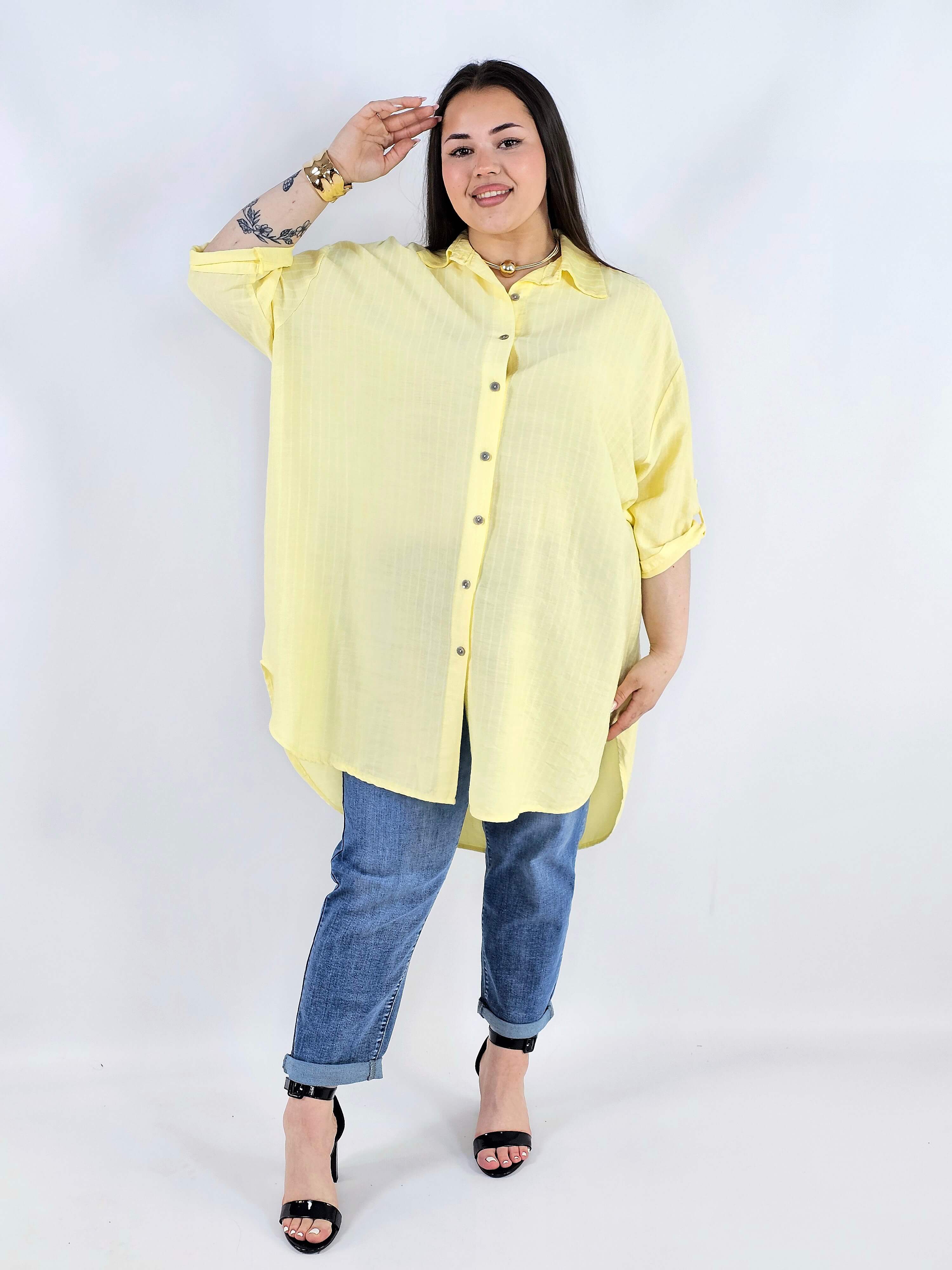 Koszula plus size w paski oversize lekka i przewiewna Stylowa XL