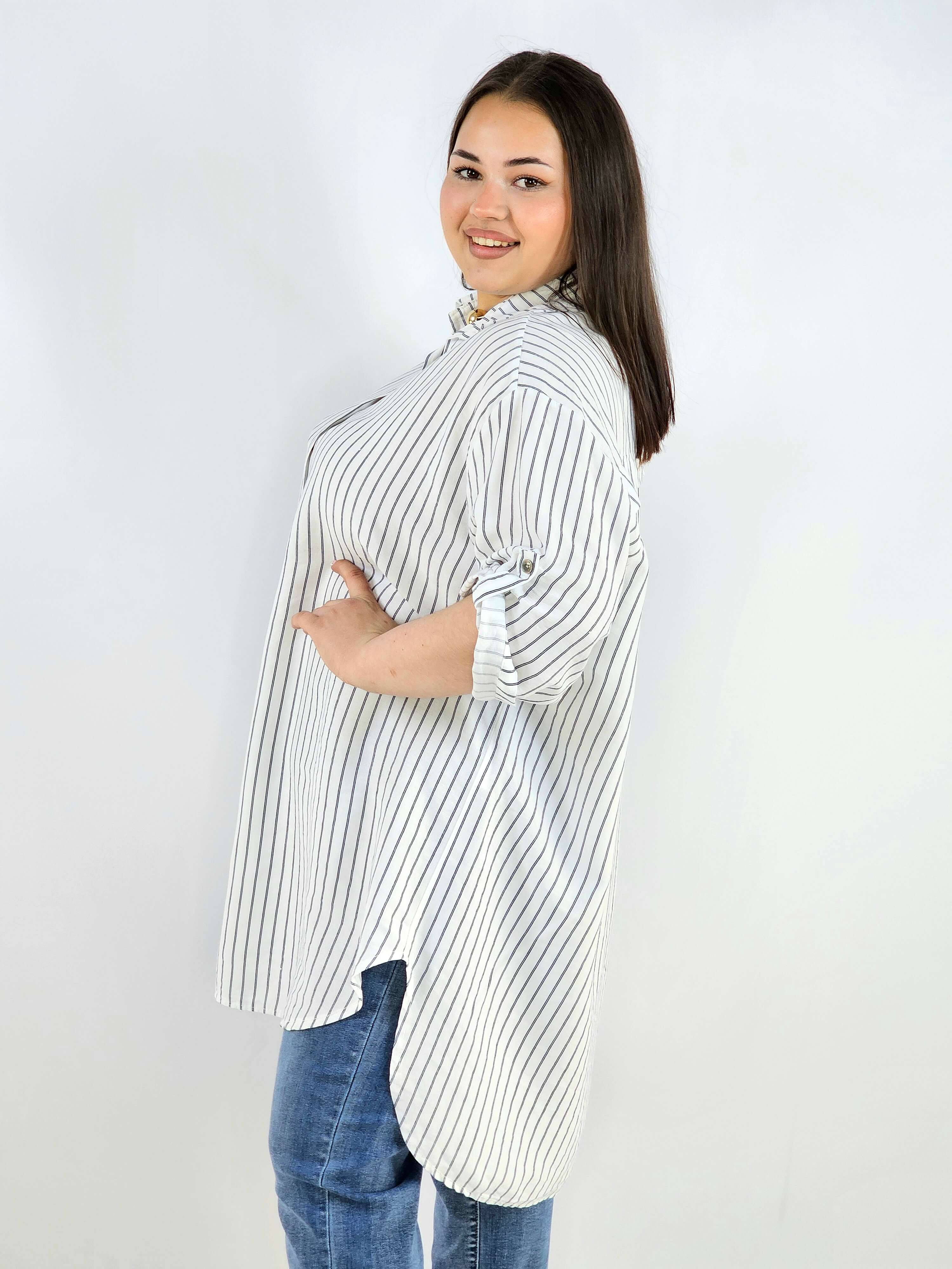 Koszula plus size w paski oversize lekka i przewiewna Stylowa XL