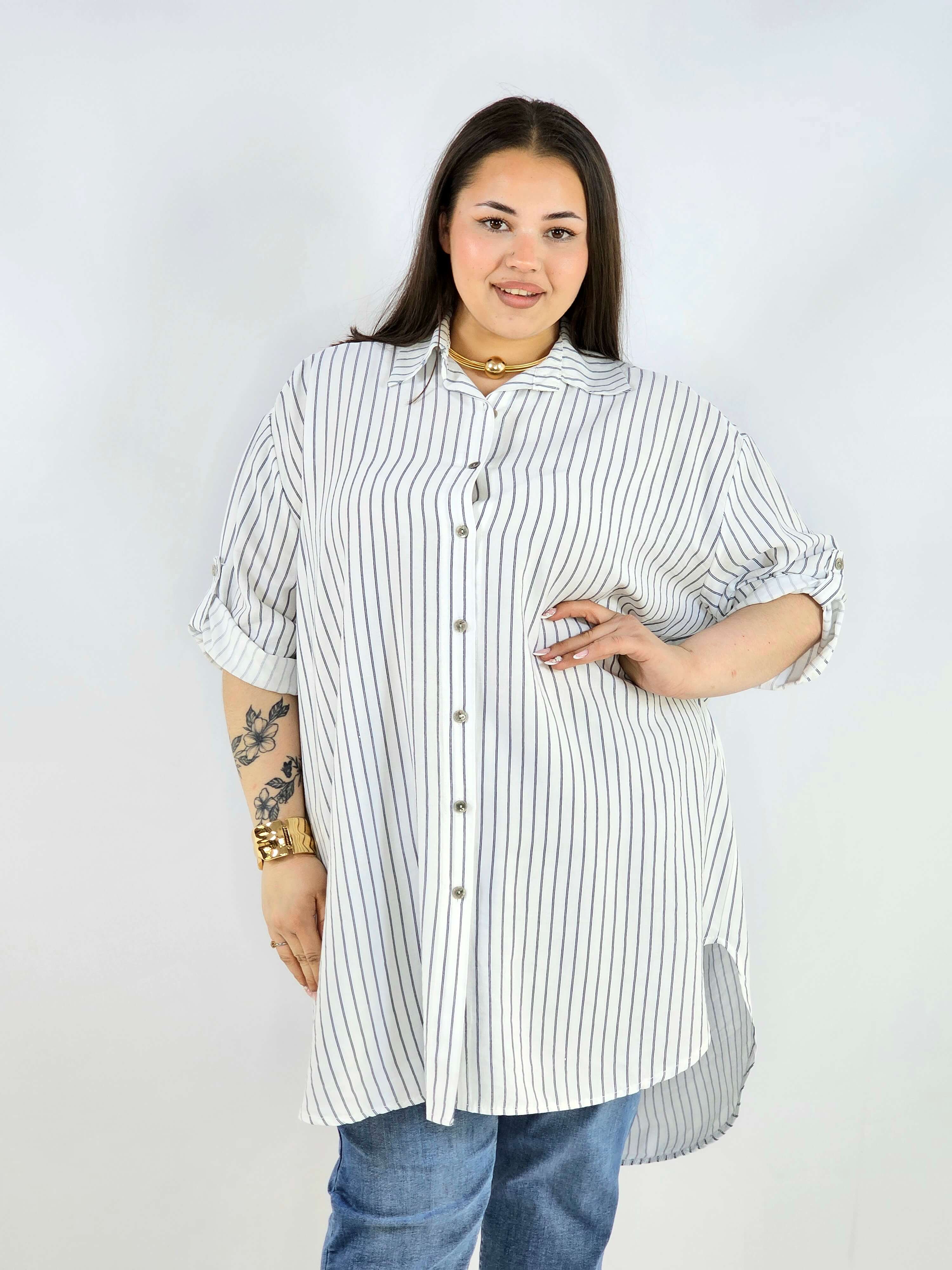 Koszula plus size w paski oversize lekka i przewiewna Stylowa XL