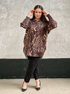 Koszula plus size w zwierzęcy print o luźnym kroju  Stylowa XL Stylowa XL