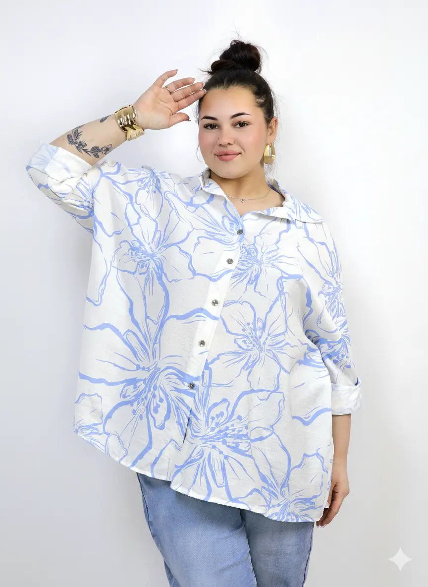 Koszula plus size z kobiecym wzorem i swobodnym fasonem Stylowa XL