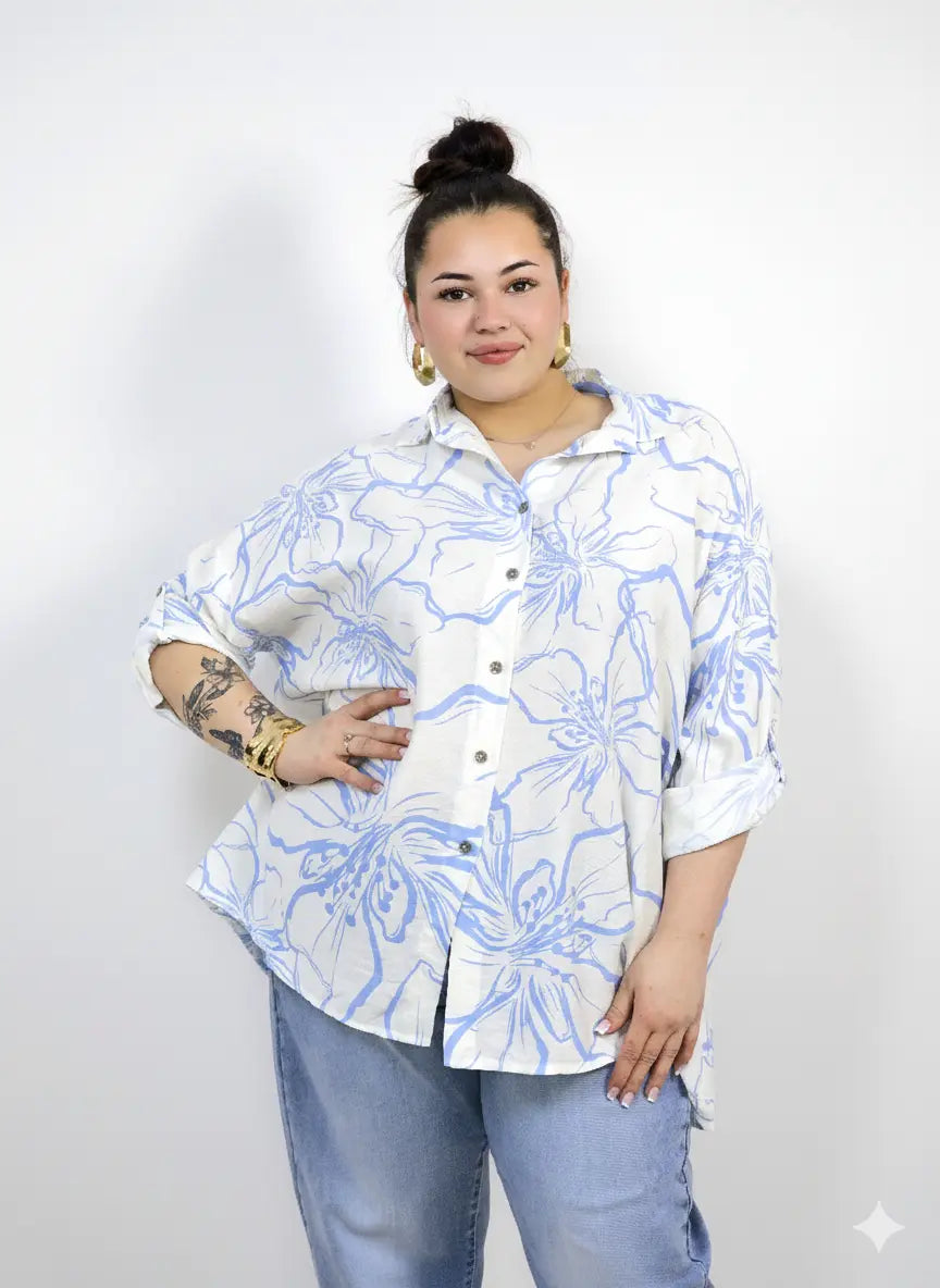 Koszula plus size z kobiecym wzorem i swobodnym fasonem Stylowa XL