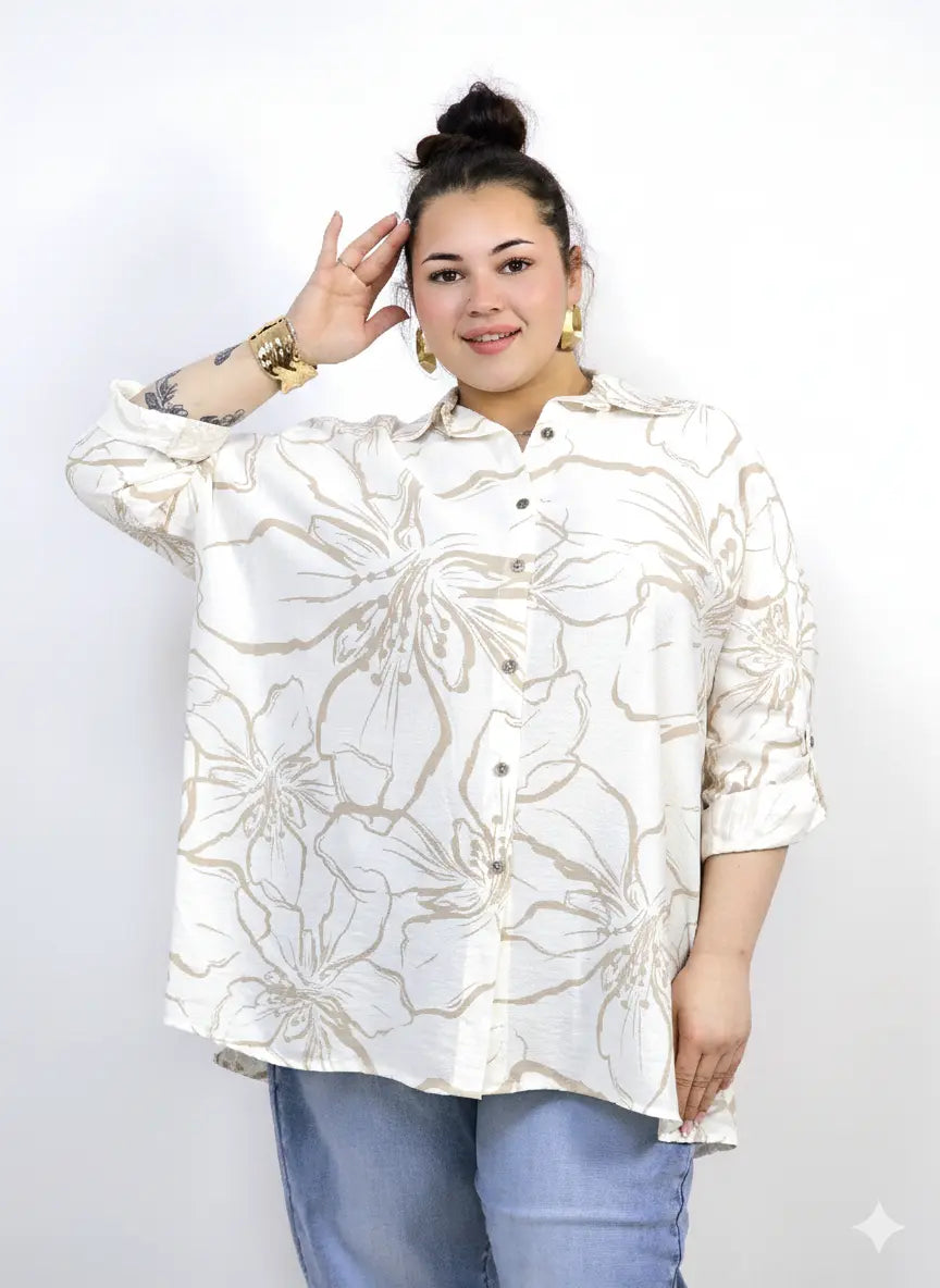 Koszula plus size z kobiecym wzorem i swobodnym fasonem Stylowa XL