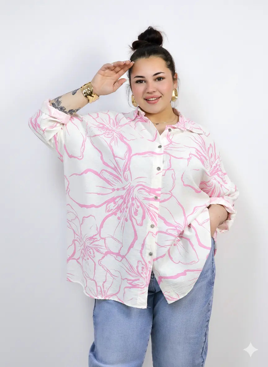 Koszula plus size z kobiecym wzorem i swobodnym fasonem Stylowa XL