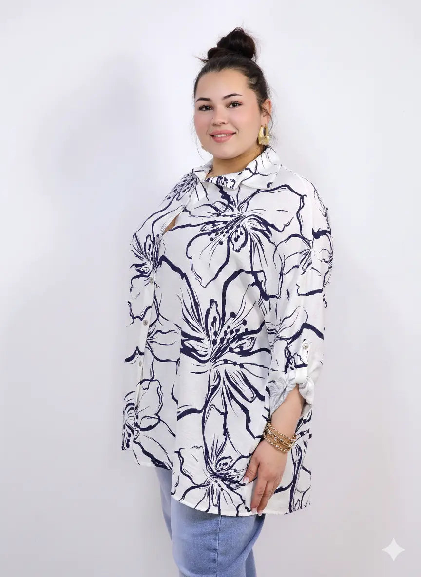 Koszula plus size z kobiecym wzorem i swobodnym fasonem Stylowa XL