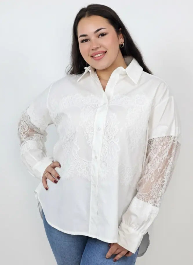 Koszula plus size z koronką – elegancja i szyk dla kobiet XL Stylowa XL