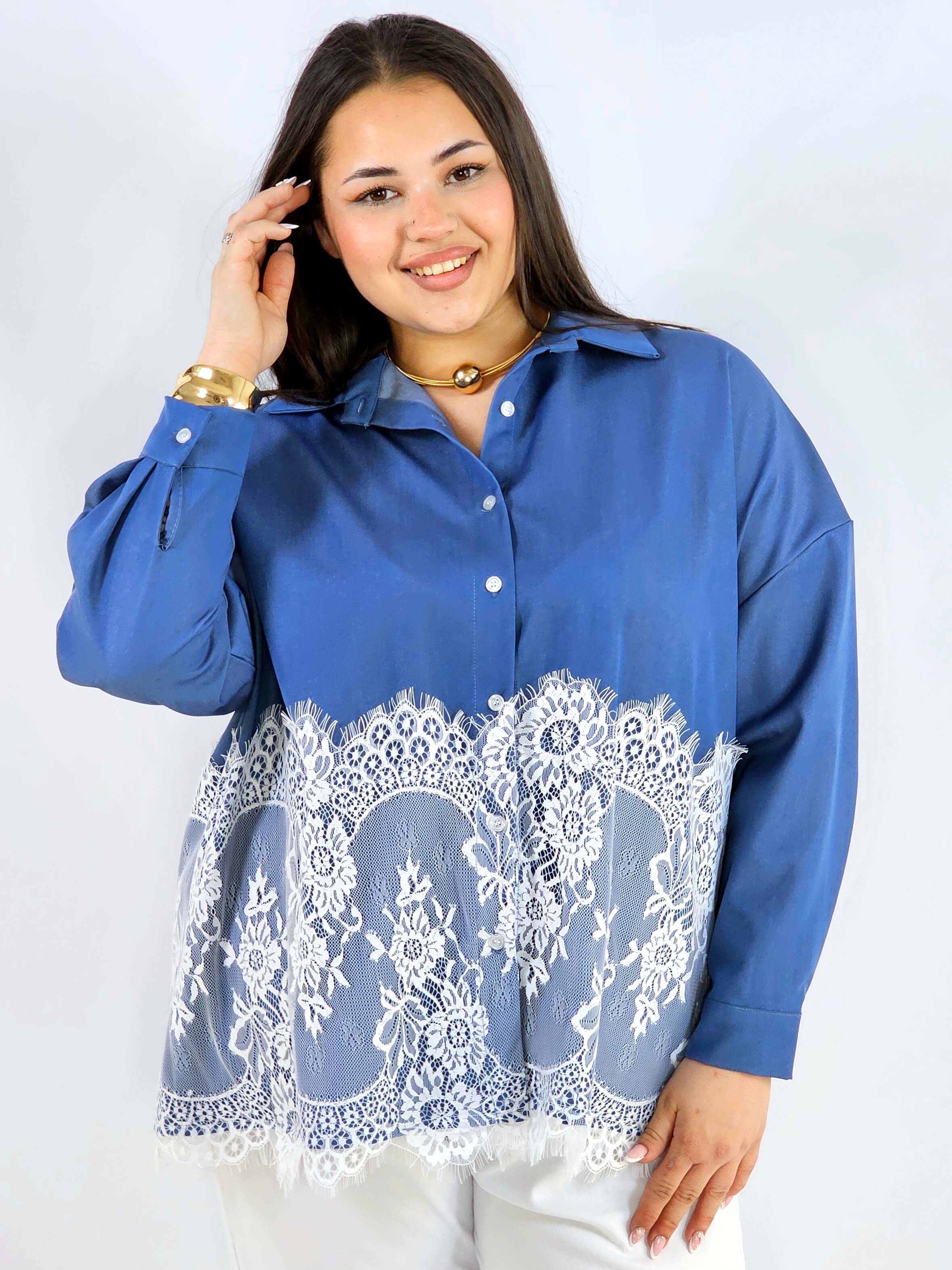 Koszula plus size z koronkowym dołem XXL – elegancki styl Stylowa XL
