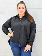 Koszula plus size z marszczonym rękawem – elegancja i komfort dla kobiet XXL Stylowa XL