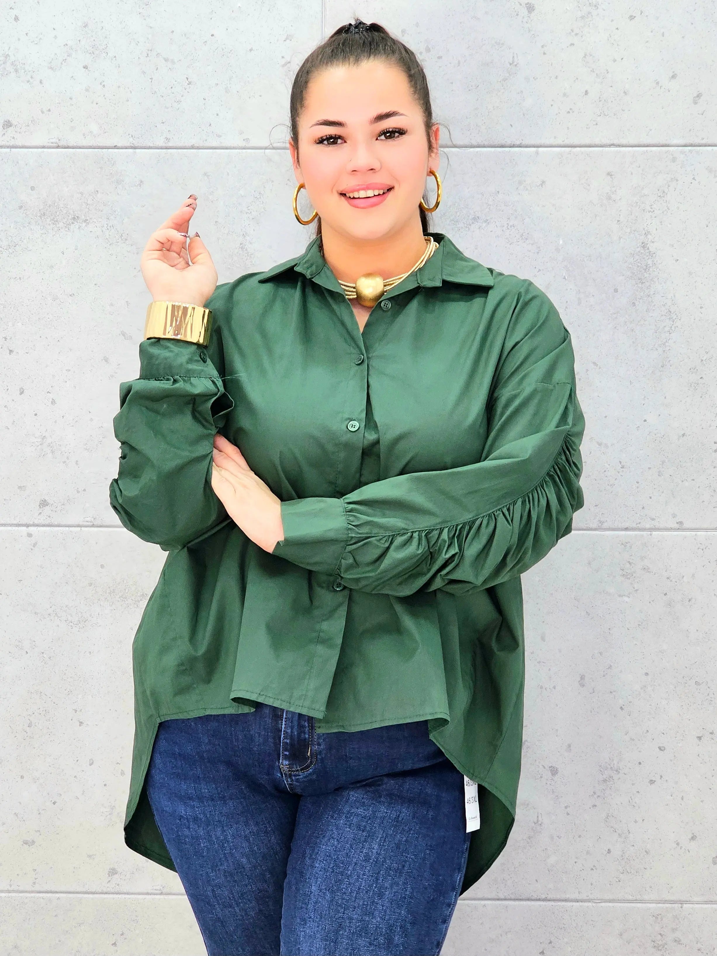 Koszula plus size z marszczonym rękawem – elegancja i komfort dla kobiet XXL Stylowa XL