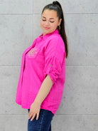 Koszula plus size z ozdobną kieszonką – stylowa i lekka koszula XXL Stylowa XL