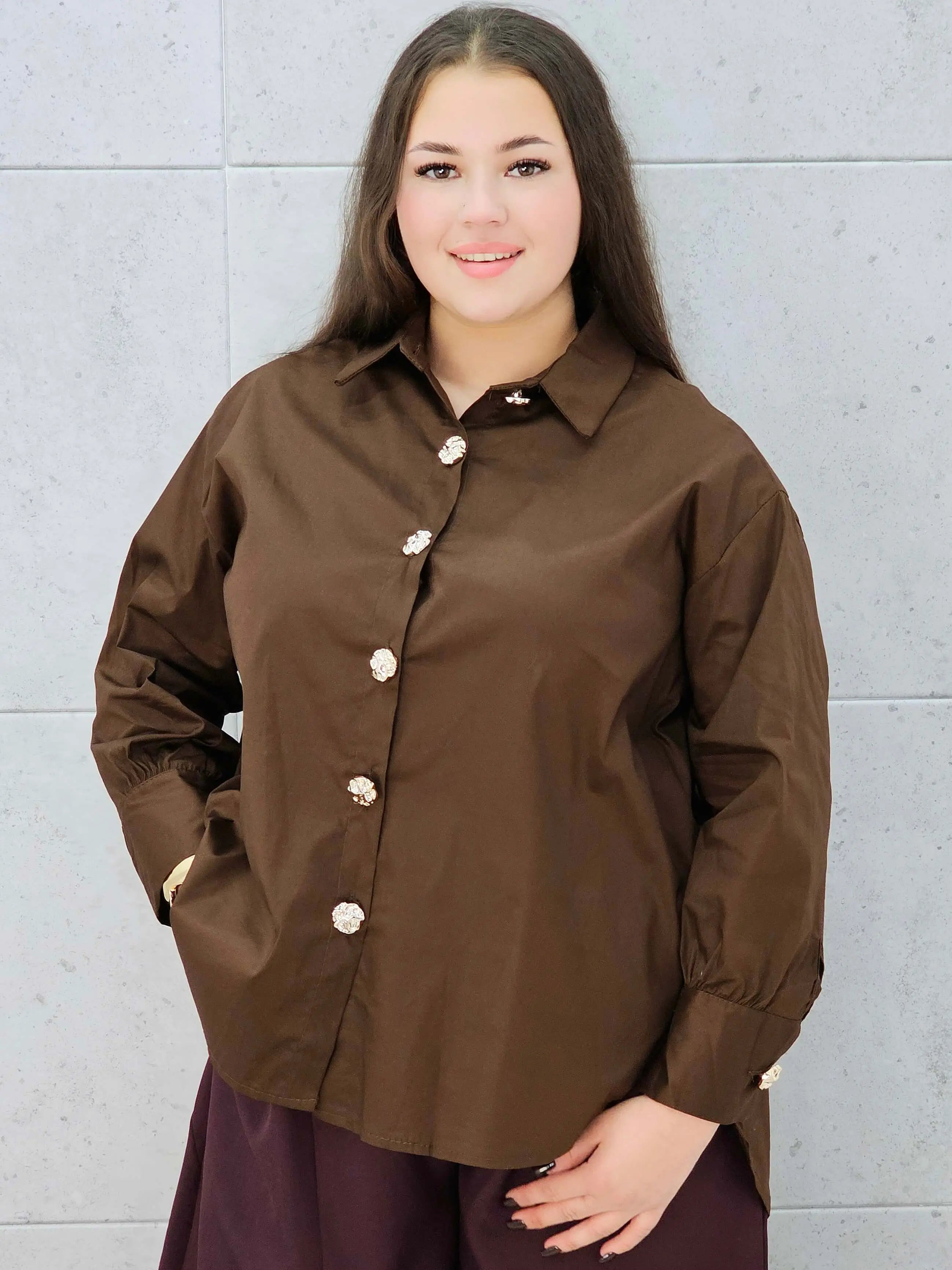 Koszula plus size z ozdobnymi guzikami Stylowa XL