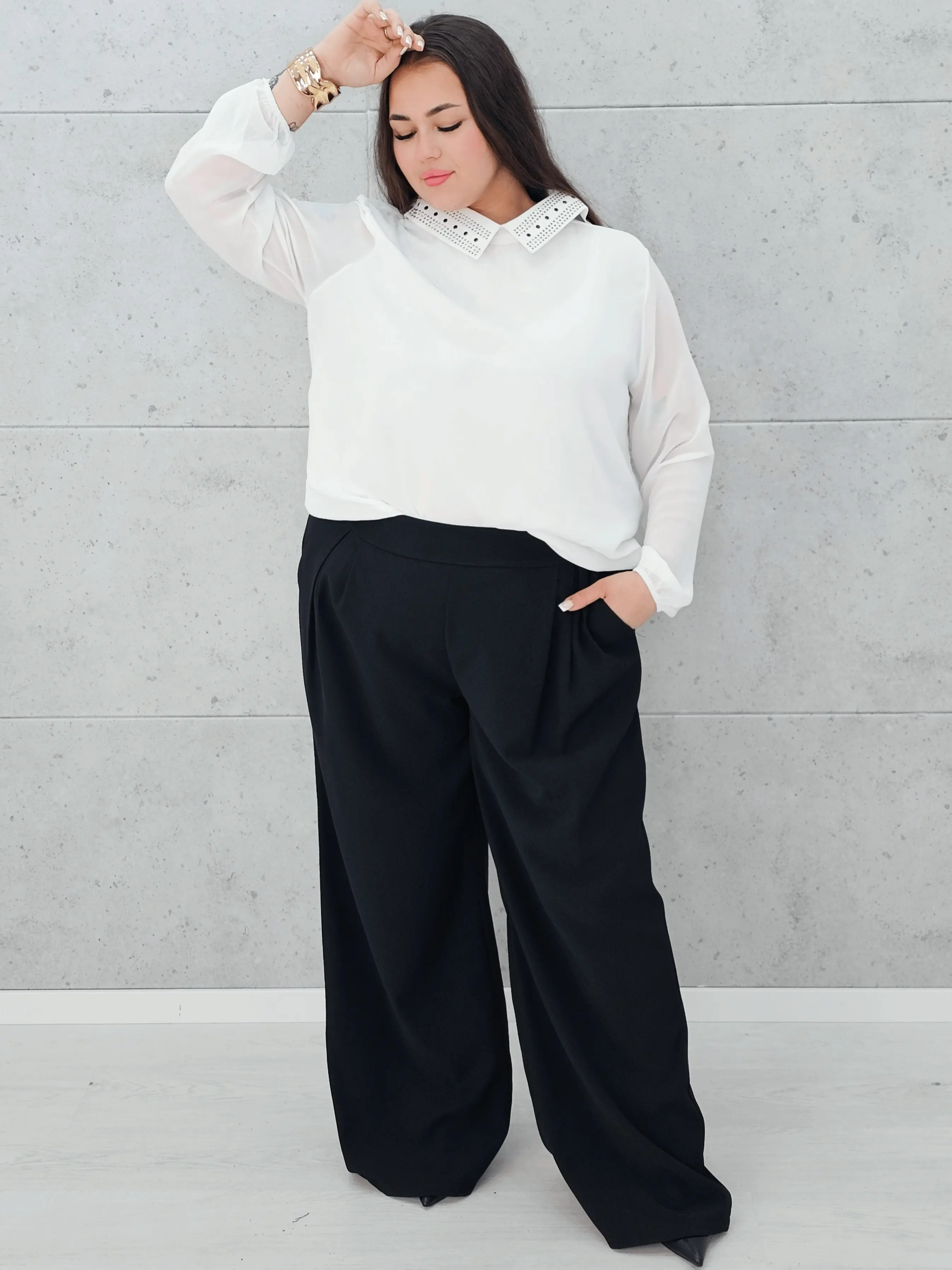 Koszula z Ozdobnym Kołnierzykiem – Elegancja i Styl Stylowa XL