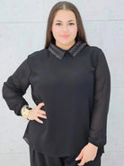 Koszula z Ozdobnym Kołnierzykiem – Elegancja i Styl Stylowa XL