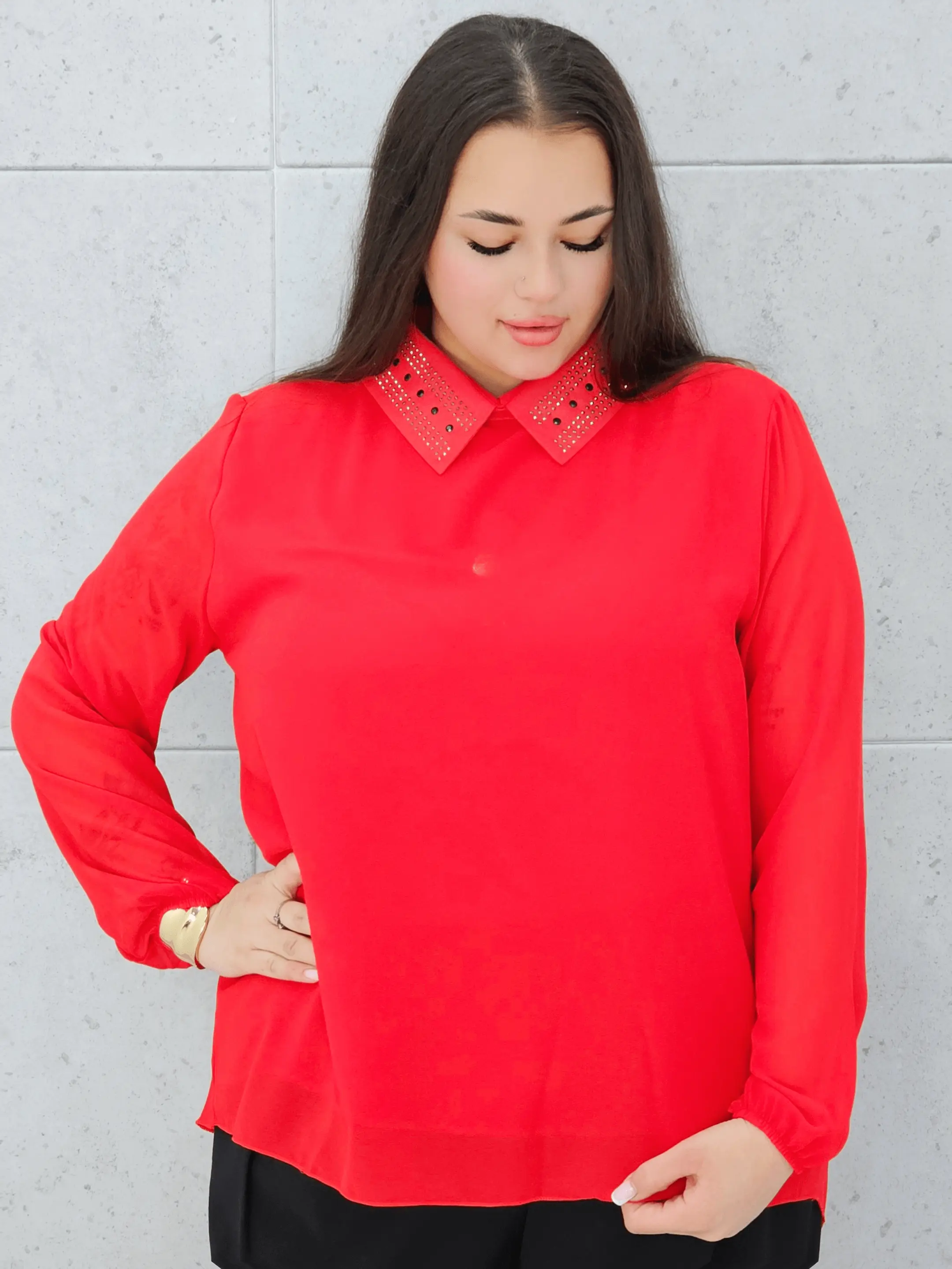 Koszula z Ozdobnym Kołnierzykiem – Elegancja i Styl Stylowa XL