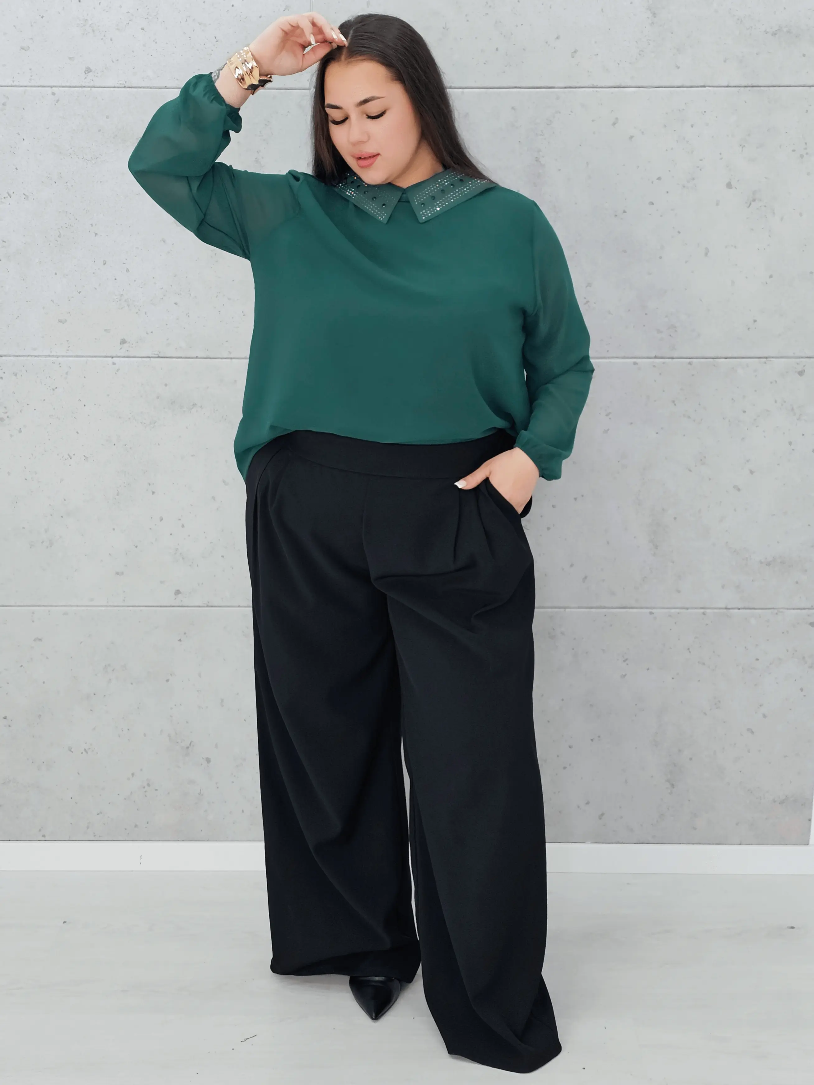 Koszula z Ozdobnym Kołnierzykiem – Elegancja i Styl Stylowa XL