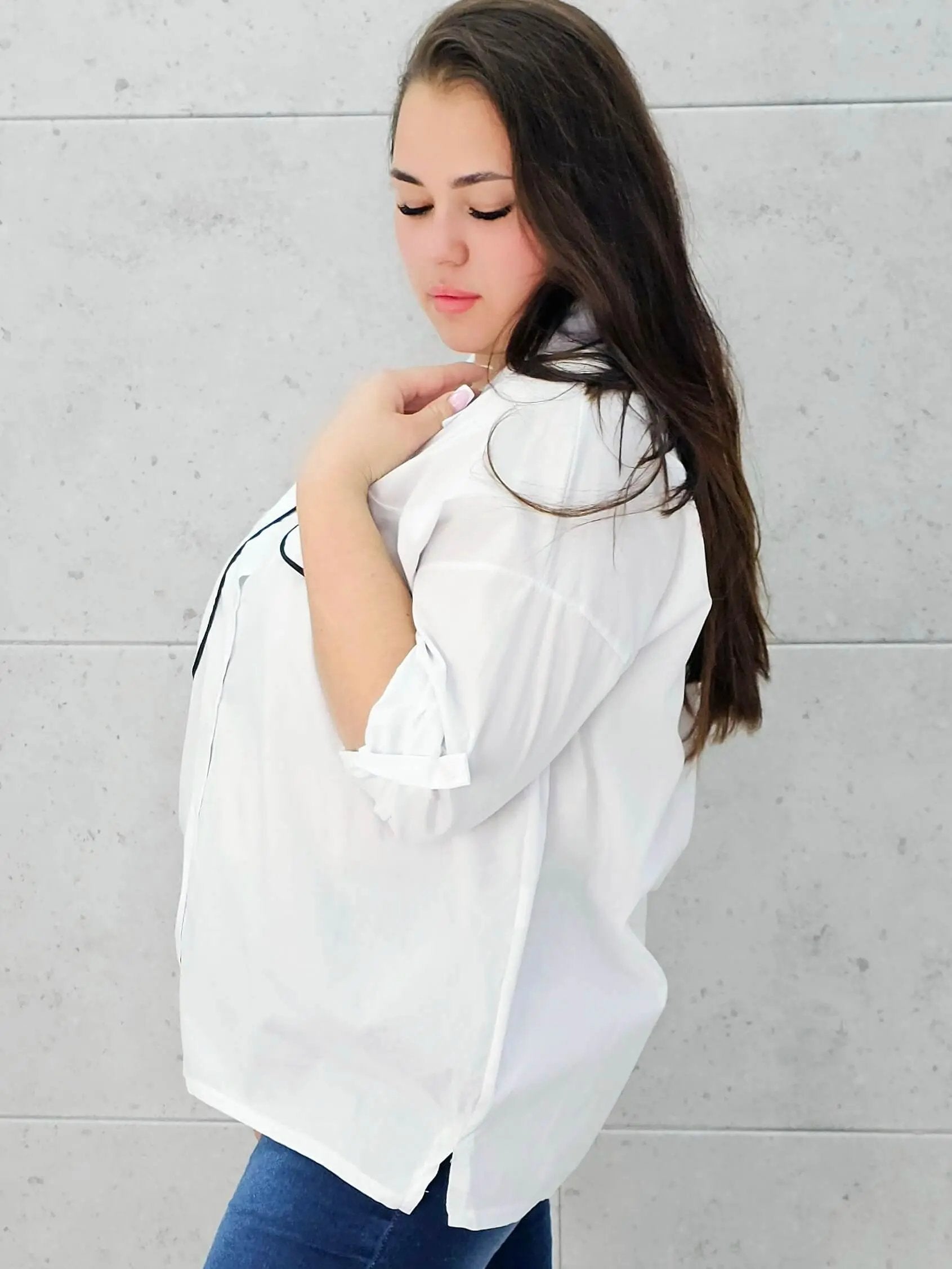 Koszula z kieszenią na przodzie z naszywaną MIKI Stylowa XL