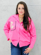 Koszula z kieszenią na przodzie z naszywaną MIKI Stylowa XL