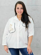 Koszula z kieszenią na przodzie z naszywaną MIKI Stylowa XL