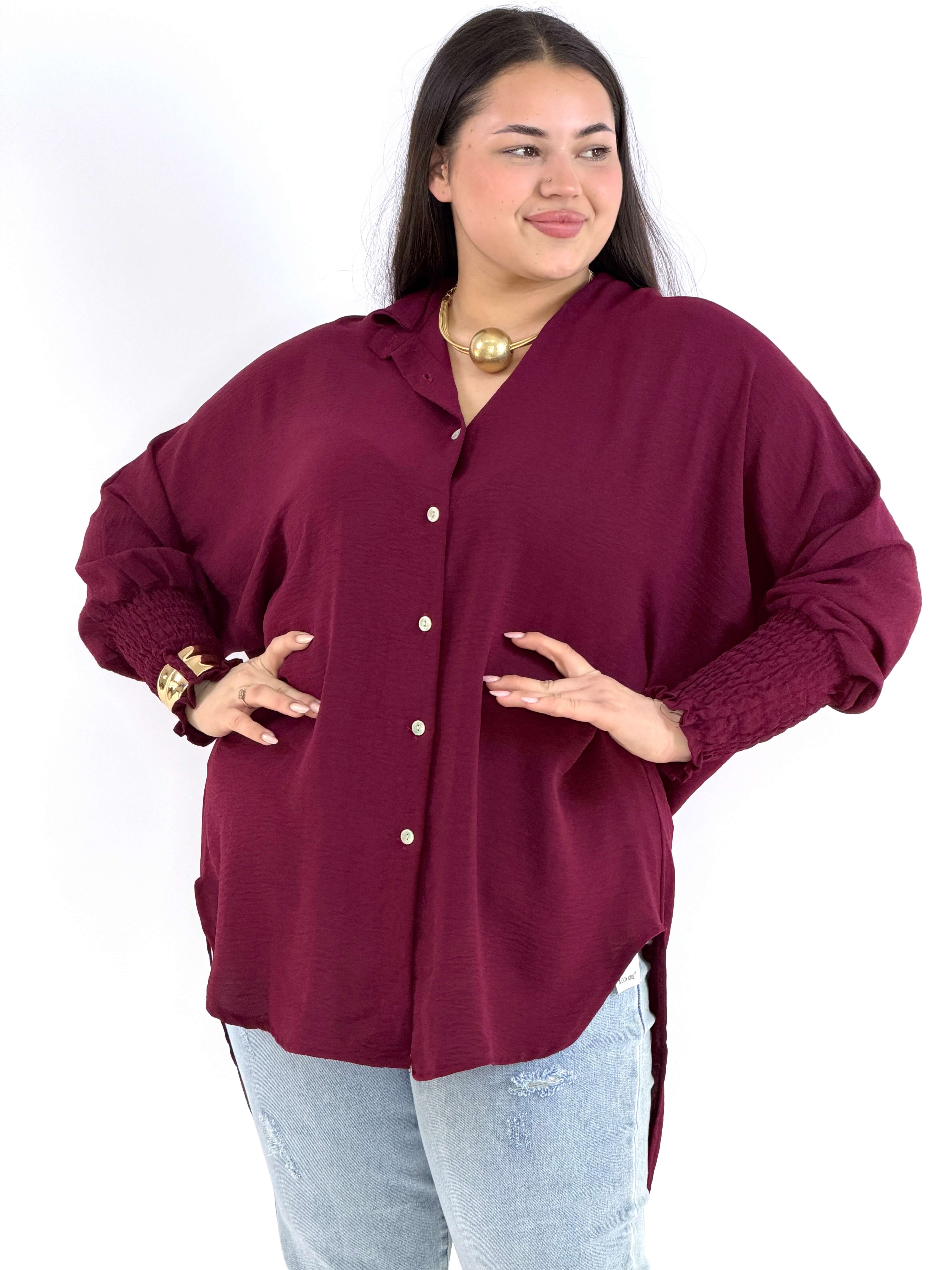 Koszulowa bluzka/tunika plus size ze ściągaczami –| Stylowa XL Stylowa XL