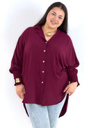 Koszulowa bluzka/tunika plus size ze ściągaczami –| Stylowa XL Stylowa XL