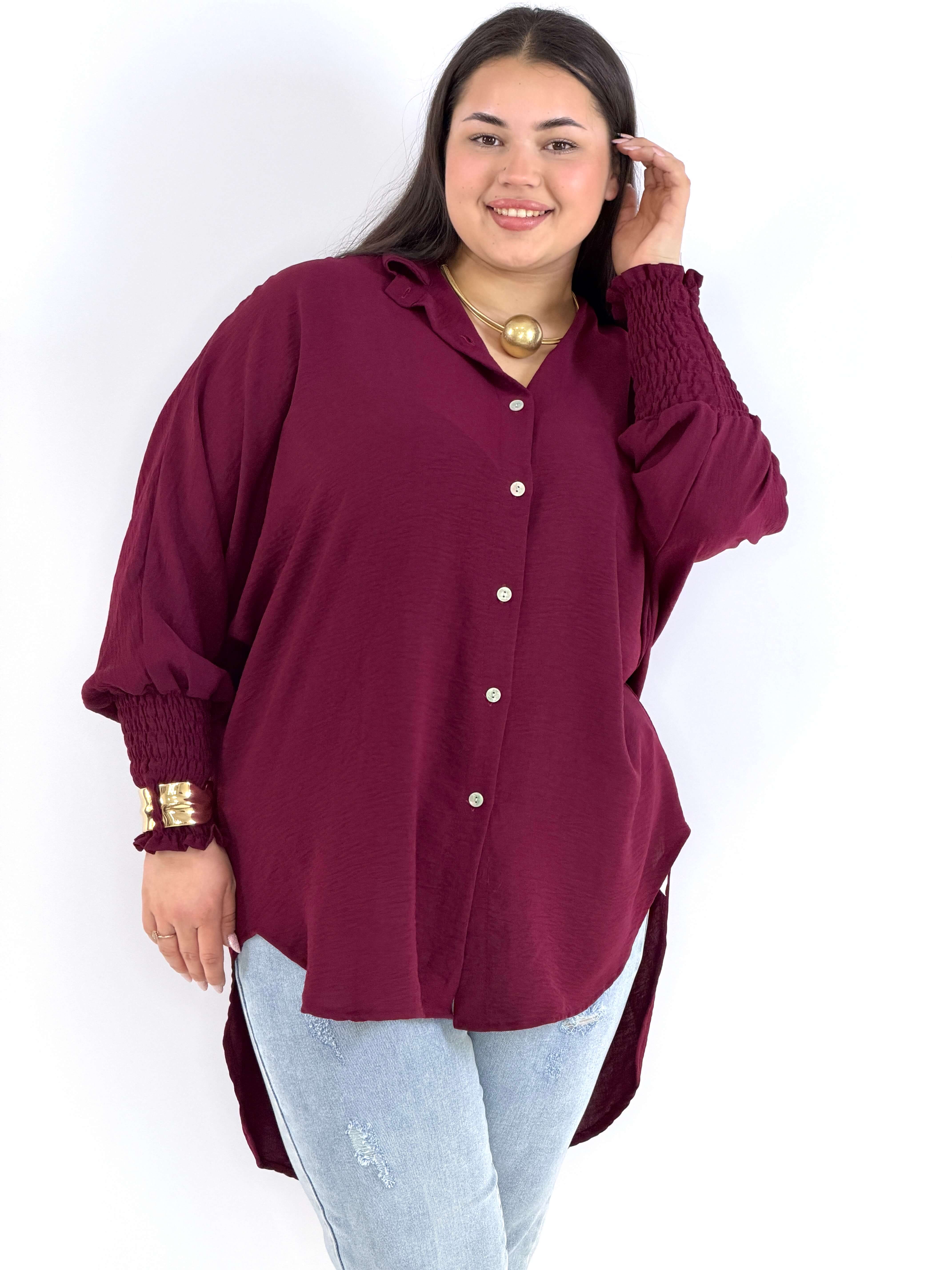 Koszulowa bluzka/tunika plus size ze ściągaczami –| Stylowa XL Stylowa XL