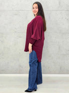 Koszulowa bluzka/tunika plus size ze ściągaczami – zielona, biała, czarna, czekoladowa, bordowa | Stylowa XL - Stylowa XL