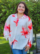 Koszulowa bluzka w kwiaty Stylowa XL