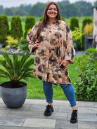 Koszulowa tunika z malarskim wzorem Stylowa XL