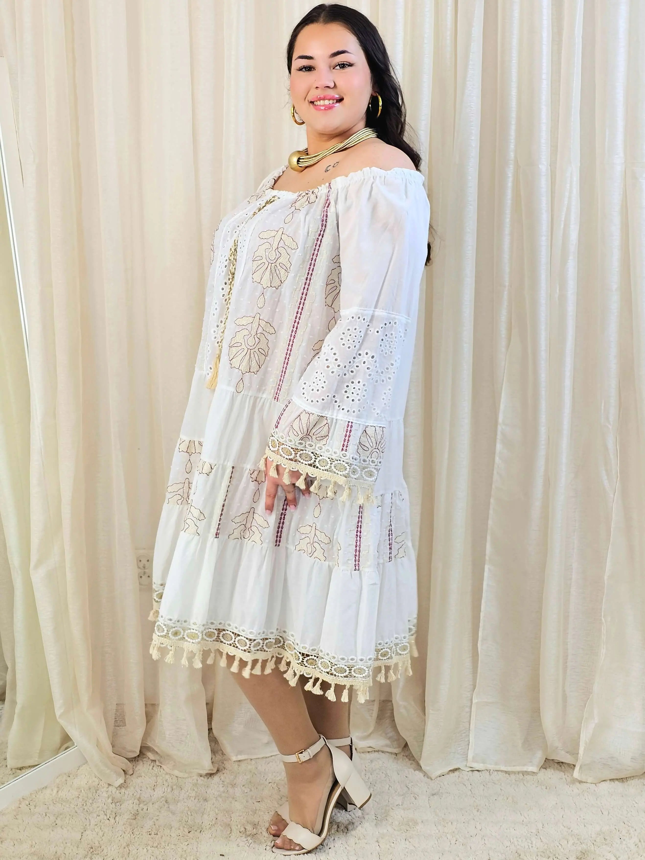 Krótka bawełniana sukienka w stylu boho Stylowa XL