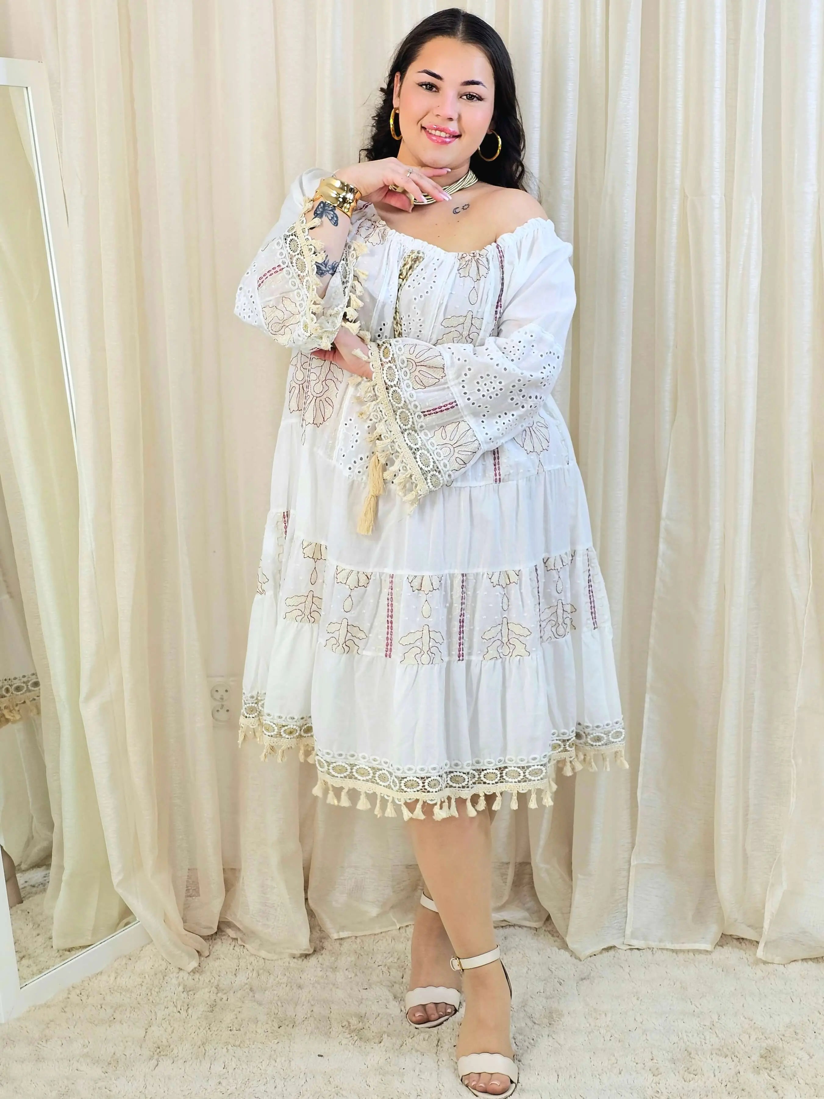 Krótka bawełniana sukienka w stylu boho Stylowa XL