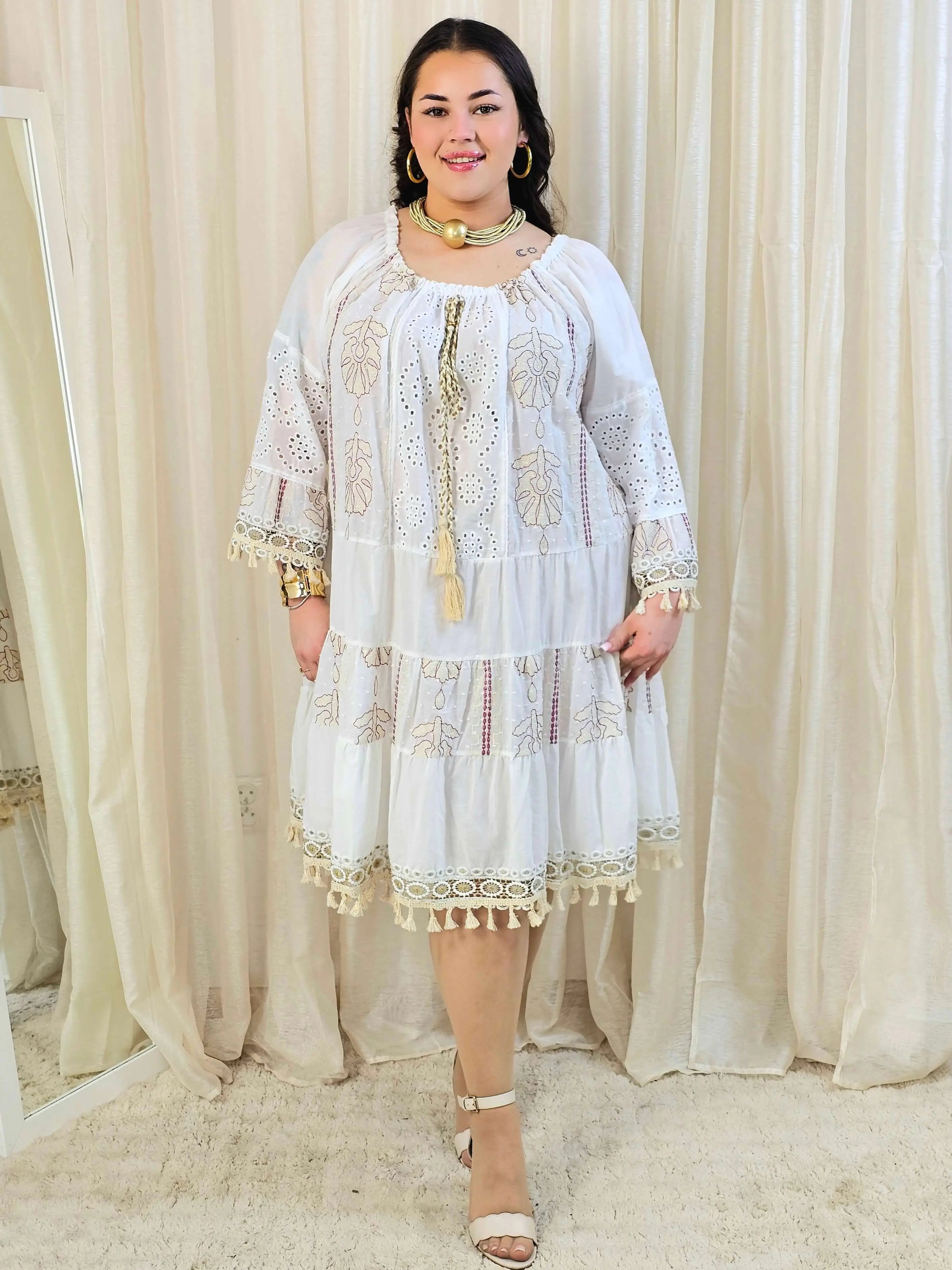 Krótka bawełniana sukienka w stylu boho Stylowa XL