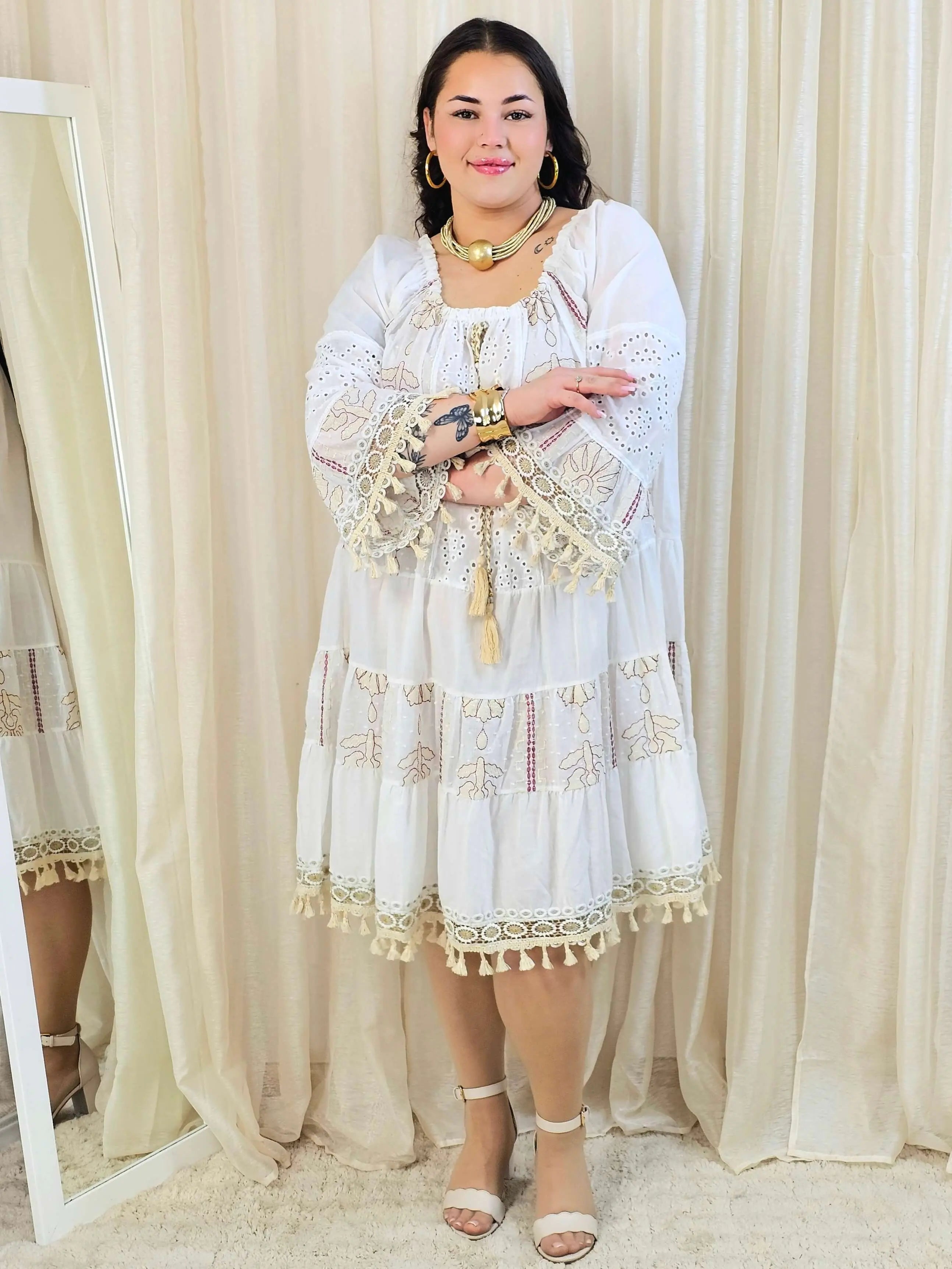 Krótka bawełniana sukienka w stylu boho Stylowa XL