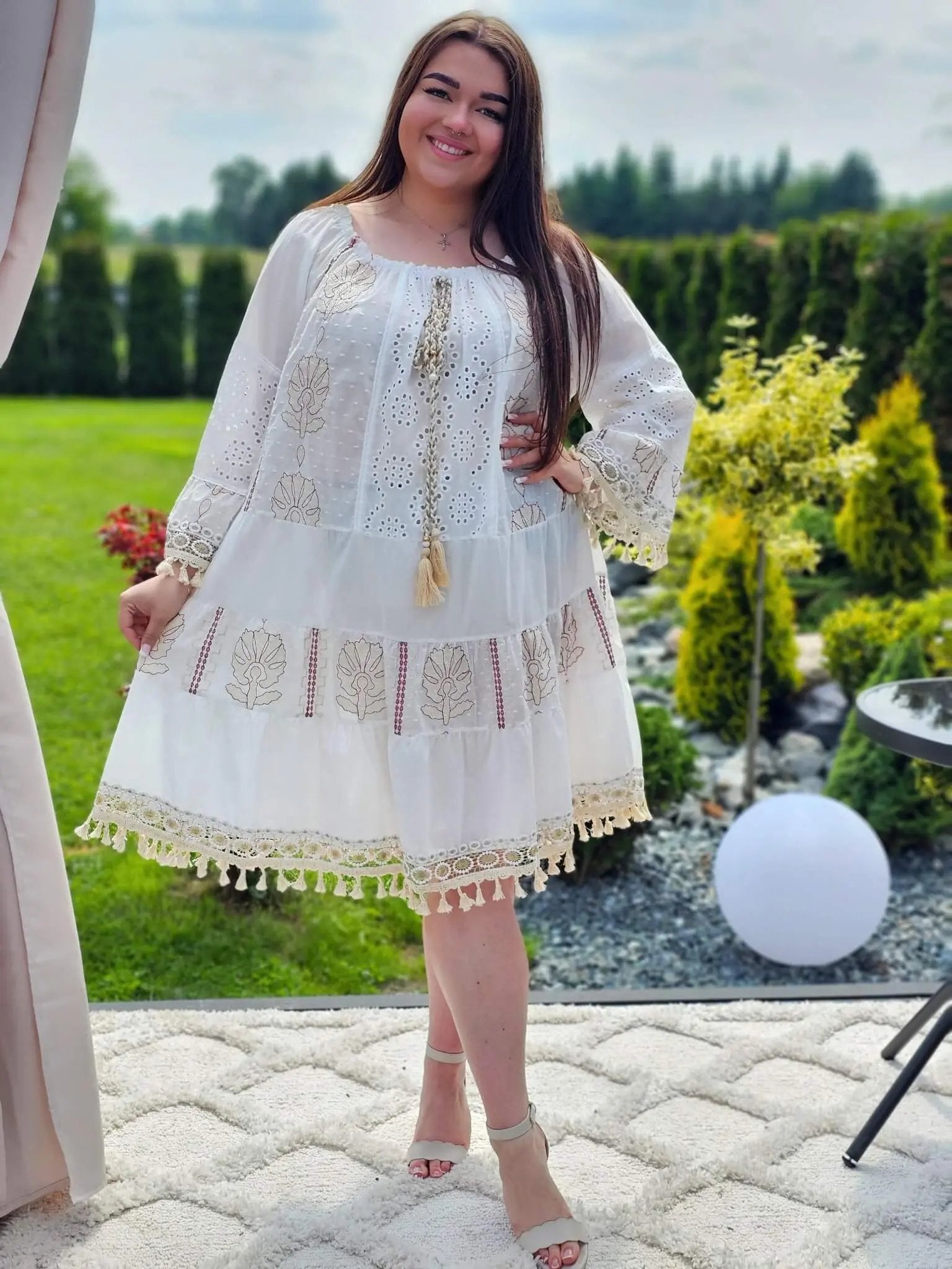 Krótka bawełniana sukienka w stylu boho Stylowa XL