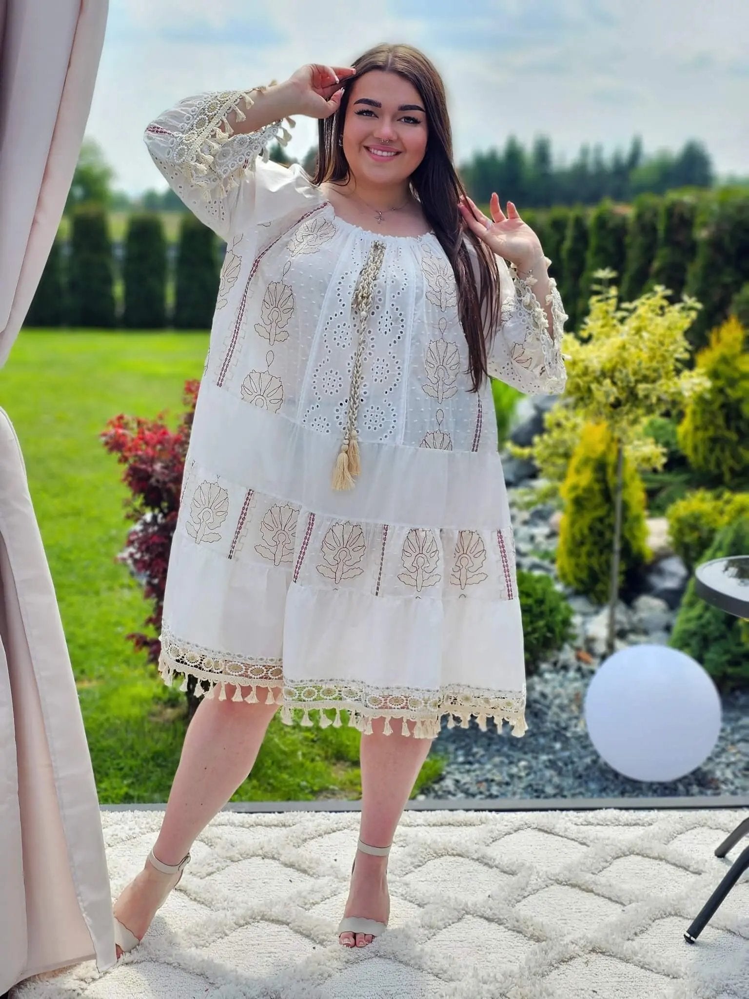 Krótka bawełniana sukienka w stylu boho Stylowa XL